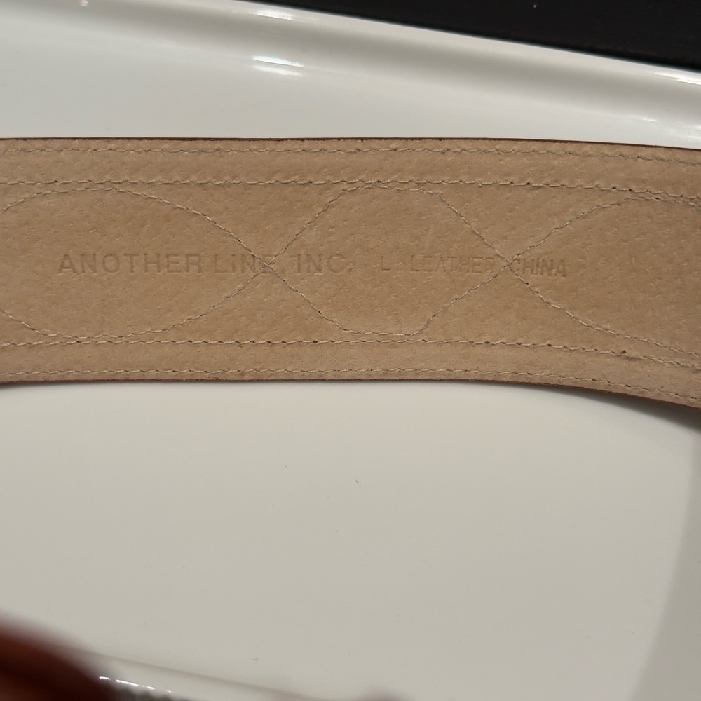 Another Line Inc Western Wide Brown Leather Belt Size L Women’s - Picture 3 of 9
